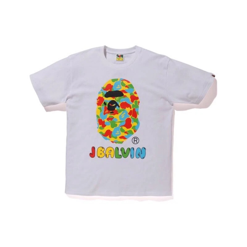 Bape White Tee With Multicolor Logo